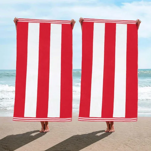 Miniatura 67 de Superior Juego de toallas de playa de algodón de gran tamaño de 4 piezas, toallas absorbentes para baño, playa, piscina, natación, adultos, niños