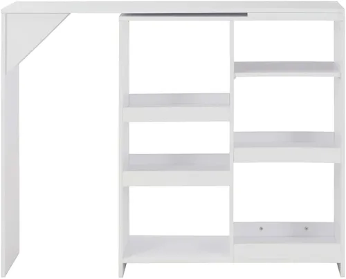 Miniatura 2 de White Bar Table with Adjustable Shelf 54.3"x15.4"x43.3" Counter Height Space Saving Modern Design for Kitchen Dining Room Small Spaces