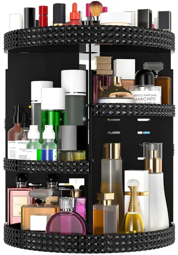 Organizador de maquillaje giratorio de 360 grados para tocador, organizador de belleza de capacidad extra grande, organizador de perfume DIY