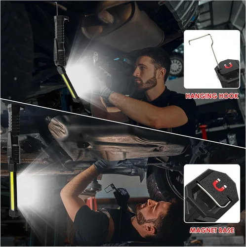 Miniatura 3 de Luz de trabajo LED magnética, 7 modos y luz de trabajo LED recargable de rotación de 180°, linterna COB portátil con imán fuerte, luz mecánica