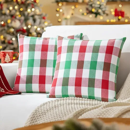 Miniatura 8 de PurpleEssences Juego de 2 fundas de almohada a cuadros de búfalo, 100% algodón, para decoración de primavera, verano, Pascua, automóvil, cama, sofá