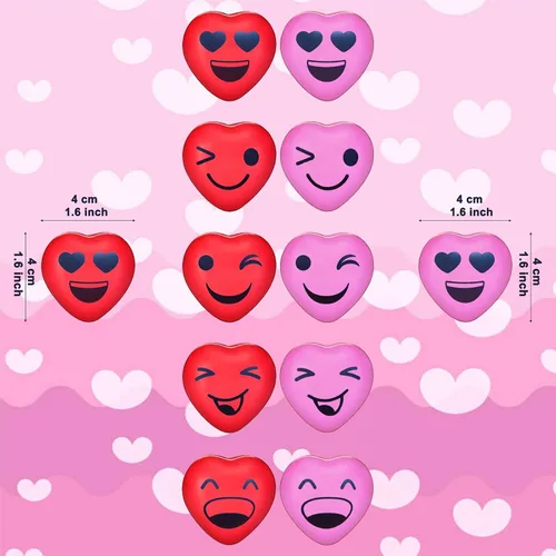 Miniatura 2 de 30 bolas de estrés para el día de San Valentín, mini bolas sonrientes para aliviar el estrés de 1.5 pulgadas, bolas sonrientes divertidas