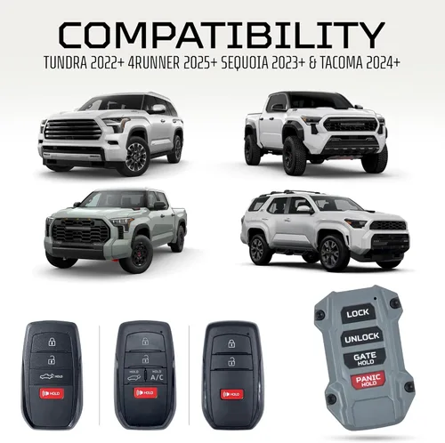 Miniatura 2 de AJT DESIGN Llavero de repuesto compatible con Toyota Tacoma (2024+), Tundra (2022+), 4Runner (2025+) y Sequoia (2023+) Hecho a medida en Estados