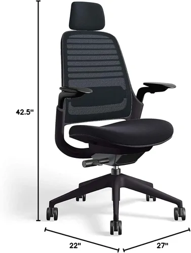 Miniatura 3 de Steelcase Silla de oficina serie 1 con reposacabezas, marco de grafito, regaliz Cogent Connect