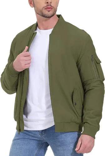 Miniatura 2 de Gopune - Chaqueta bomber para hombre, cortaviento, cálida, resistente al agua, rompevientos, abrigo de invierno, chaquetas acolchadas