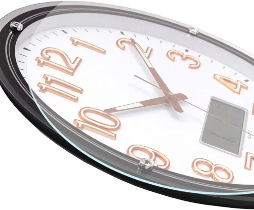 Miniatura 6 de ZZenSmot Reloj silencioso de 18 pulgadas, moderno reloj de pared luminoso con calendario LCD y termómetro para decoración de oficina en casa