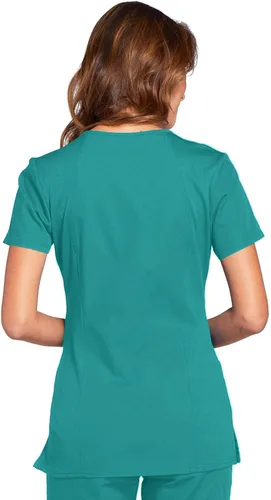 Miniatura 4 de Cherokee WW645 - Camiseta médica con cuello en V para mujer, moderna y clásica, con 3 bolsillos, lazo para instrumentos y tela resistente a
