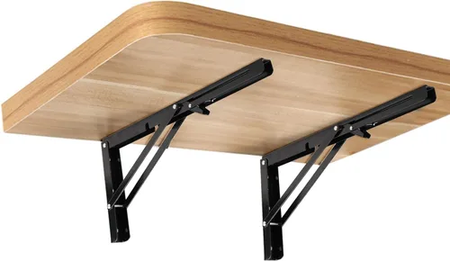 Miniatura 7 de ZOENHOU 4 soportes plegables para estantes de 10 pulgadas, soportes plegables de metal resistente de 176 libras con tornillos, estantes colgantes