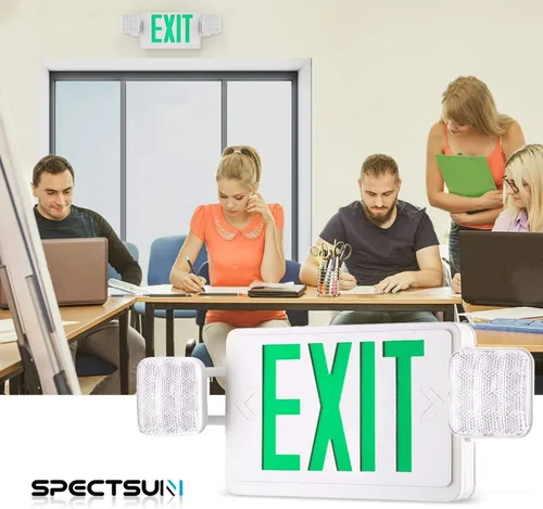 Miniatura 3 de SPECTSUN - Paquete de 8 luces LED de salida de emergencia con batería de respaldo, luces de salida de emergencia con cable comercial estándar de EE.