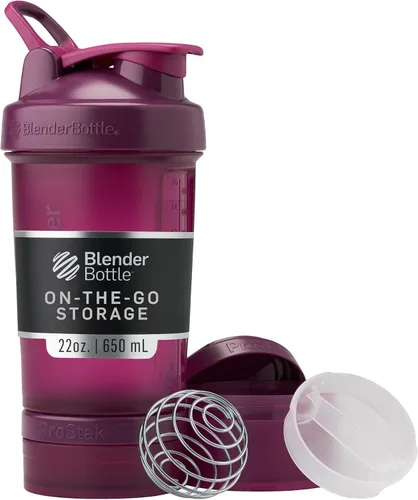 Miniatura 12 de BlenderBottle - Botella mezcladora con organizador de pastillas y almacenamiento para polvo proteínico, sistema Classic V2 ProStak, 22 onzas, azul