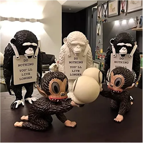 Miniatura 3 de Escultura de mesa, adornos de escritorio de moda, figurita de decoración de arte, accesorios de estatua de mono, decoración de arte callejero
