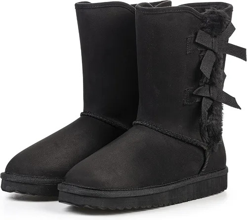 Miniatura 7 de KRABOR Womens Suede Snow Boots Mid-Calf Winter Shoes with Side Bows