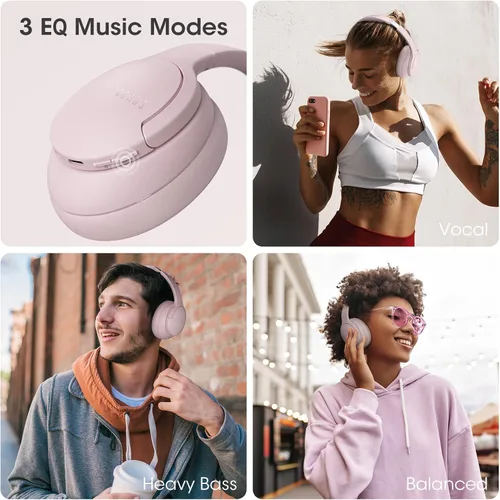 Miniatura 4 de DOQAUS Auriculares Bluetooth sobre la oreja con 90 horas de reproducción, 3 modos de ecualización profesional, graves profundos de alta fidelidad