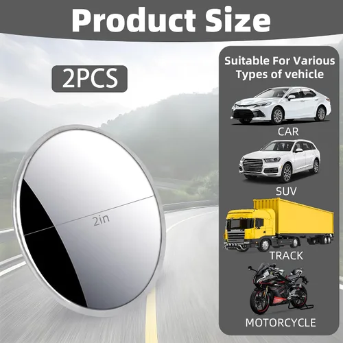 Miniatura 4 de Espejo de coche de punto ciego, 2 unidades, espejos convexos redondos de 2 pulgadas para automóviles, SUV, motocicletas, camiones, remolques, motos