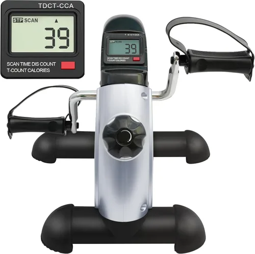 Miniatura 10 de Mini bicicleta de ejercicio: ejercitador de pedal de bicicleta portátil debajo del escritorio, ejercitador de pedal de brazo y pierna con pantallas