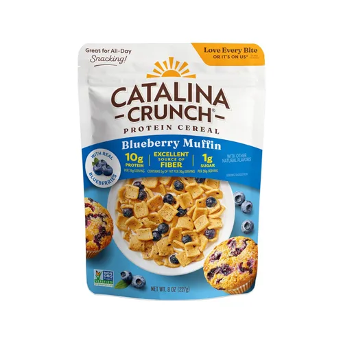 Catalina Crunch Protein Cereal – Cereal para el desayuno con 0.35 onzas de proteína, sin azúcar añadido, sin gluten, magdalenas de arándanos, bolsa