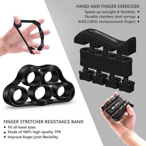 Miniatura 5 de Kit de fortalecimiento de agarre de mano, juego definitivo para entrenamiento de antebrazo, entrenador de fuerza de agarre ajustable, pelota
