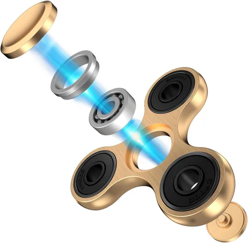 Miniatura 3 de Fidget Spinners, rodamiento de acero inoxidable de metal de alta velocidad de 2 a 5 minutos de giro, EDC TDAH estrés ansiedad alivia reductor Oro