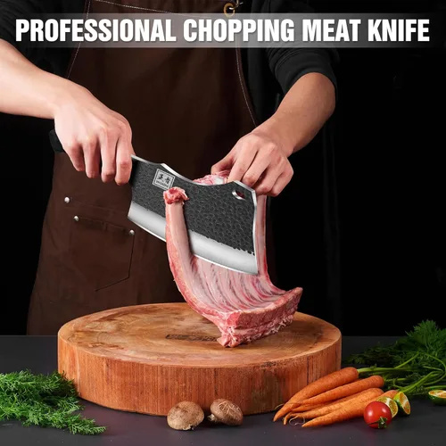 Miniatura 2 de ENOKING 7.1″ Cuchillo de Carnicero y Cuchillos de Chef – Acero Inoxidable de Alto Carbono Forjado a Mano, Mango Completo para Cocina y Corte
