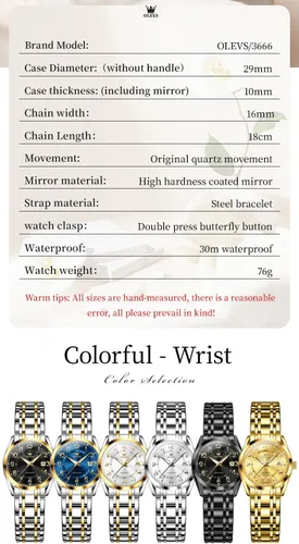 Miniatura 5 de OLEVS Reloj de pulsera de cuarzo para mujer, de acero inoxidable, impermeable, luminoso, fecha, fácil de leer, para mujer
