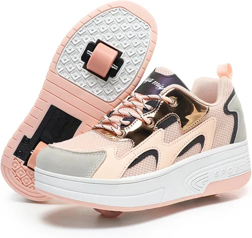 Miniatura 13 de Wooowyet - Zapatos con ruedas recargables para patinar para niños, unisex, con luces LED, moda