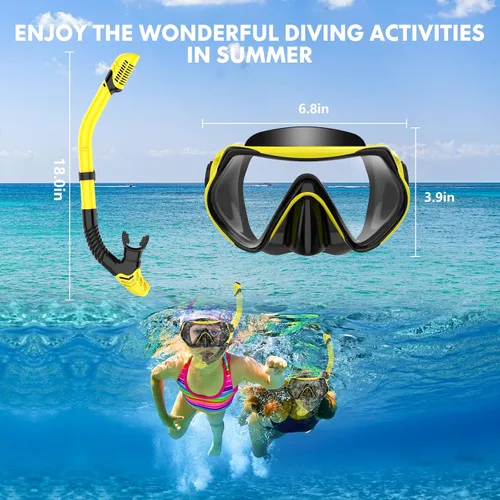 Miniatura 6 de Equipo de esnórquel para adultos, juego de esnórquel seco máscara de buceo, vista panorámica de 180°, equipo de esnórquel profesional, máscara