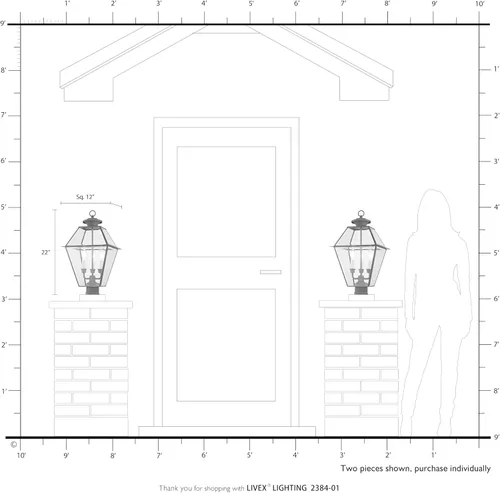 Miniatura 7 de Livex Lighting 2384-91 - Farol transitorio de tres luces post-top de Westover Collection en Pwt, Nckl, B/S, Slvr. acabado, 12.00 pulgadas
