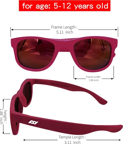 Miniatura 41 de XII WY - Lentes de sol polarizados con protección UV y goma flexible para niños y niñas