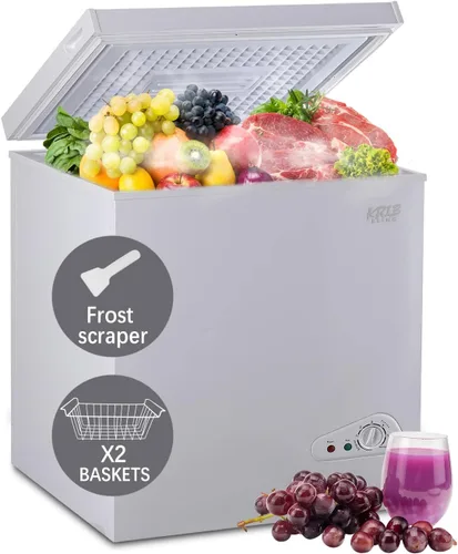 Miniatura 12 de KRIB BLING - Congelador de cofre de 5.0 pies cúbicos con control de temperatura de 7 marchas (-16°F a -48°F), congelador compacto profundo con cesta
