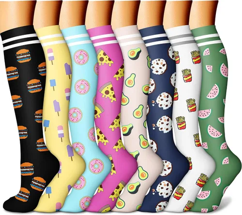 Miniatura 28 de CHARMKING Calcetines de compresión para mujeres y hombres para circulación (8 pares) 15-20 mmHg, mejor soporte para ciclismo atlético