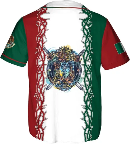 Miniatura 2 de HYPERFAVOR Camiseta de México con botón completo para hombre, camiseta de béisbol de México para hombre, camisas de manga corta para hombre, regalos