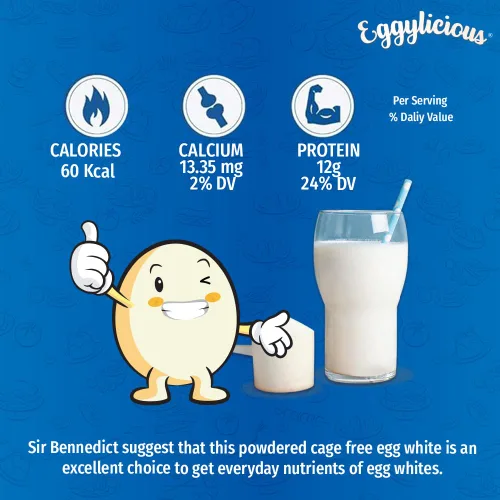 Miniatura 3 de Eggylicious Polvo de clara de huevo sin jaulas, 11 oz (312 gm) Fabricado en Estados Unidos a partir de huevos criados humanamente sin jaula