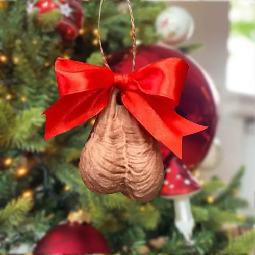 Miniatura 7 de Colgante de Navidad 3D, divertidos adornos de huevo para árbol, decoraciones colgantes hechas a mano para amigos y familiares (A, 1 unidad)