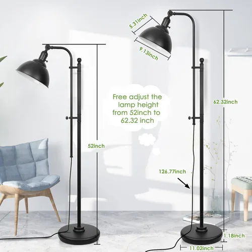 Miniatura 3 de Lámpara de pie industrial Coucrek, lámparas rústicas de 3 temperaturas de color en bronce envejecido, altura ajustable y luces de lectura