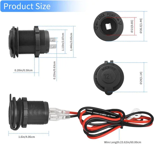 Miniatura 3 de Enchufe de encendedor de cigarrillos de automóvil de 12 V, impermeable y a prueba de polvo, enchufe para automóvil, camión, motocicleta, barcos