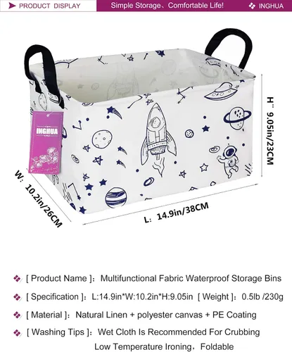 Miniatura 2 de Cesta de Almacenamiento Rectangular Organizador de Tela para Juguetes, Libros, Ropa, Regalos, Mascotas - Perfecto para Hogar, Oficina, Guardería