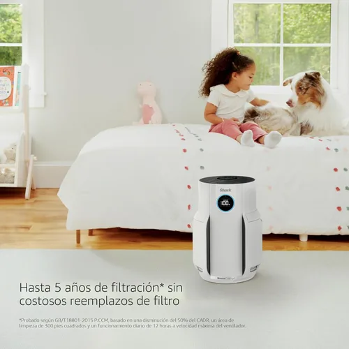 Miniatura 5 de Purificador de aire Shark para el hogar, NeverChange, para habitación grande, dormitorio, oficina en casa, filtro que supera HEPA, captura Blanco