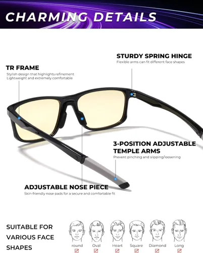 Miniatura 4 de ZanyLen Gafas de juego Gafas de pantalla de computadora con bloqueo de luz azul Protección antifatiga ocular para hombres y mujeres