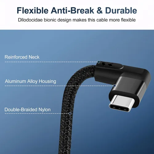 Miniatura 2 de Thsucords Cable de extensión USB C de 100 W, 0.3 pies, 10 Gbps 90 grados en ángulo recto USB C 3.2 macho a hembra, extensor de video 4K, cable