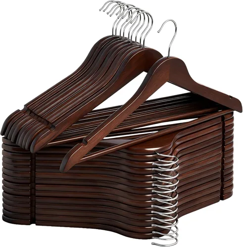 StorageWorks Perchas de madera para armario, perchas de madera resistentes para trajes, camisas, pantalones, chaquetas, color nogal