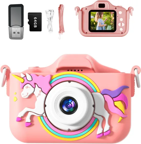 Miniatura 9 de Cámara para niños, con pantalla LCD de 2.0 pulgadas, tarjeta de memoria de 32 GB, cámara de juguete de dinosaurio para niños y niñas