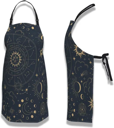 Miniatura 6 de Delantal de cocina para mujer, astrología mágica con constelaciones, delantales divertidos para hombres, para cocina, restaurante, barbacoa