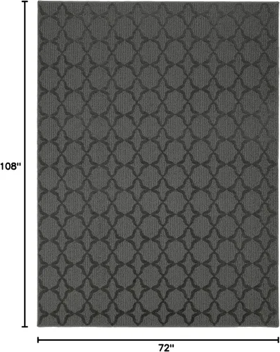 Miniatura 324 de Garland Rug Sparta - Alfombra antideslizante de polipropileno de 2 pies x 12 pies, color negro, ideal para salas de estar y pasillos, elegante