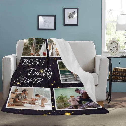 Miniatura 3 de Manta personalizable con texto en inglés «Best Daddy Ever», regalo para el Día del Padre, mantas personalizadas con fotos personalizadas, regalo
