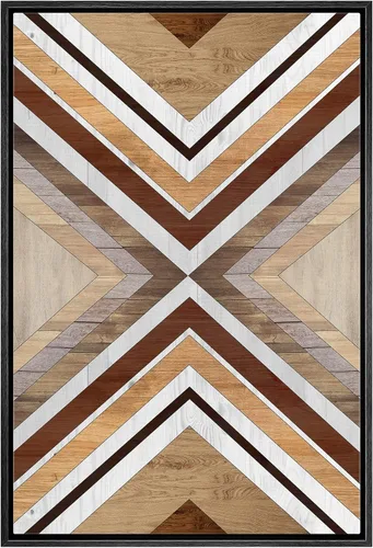 Miniatura 12 de IDEA4WALL Lienzo enmarcado para pared, decoración occidental, collage de polígonos de diamantes, paneles geométricos abstractos de madera, arte