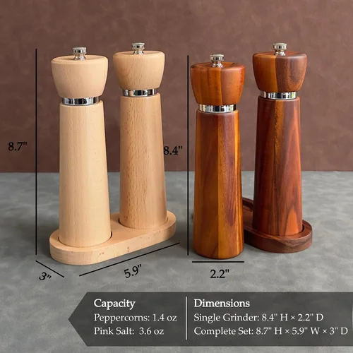 Miniatura 9 de TLYSXPRO Molinillo de pimienta de madera, molinillo de pimienta recargable con mecanismo de cerámica de gran tamaño ajustables mejoradas, molinillo