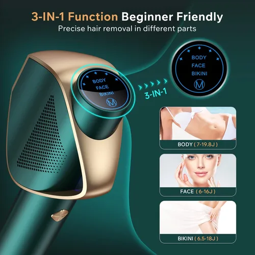 Miniatura 3 de Depilación láser IPL para mujeres y hombres, resultados de larga duración, 999,999 flashes, depilación sin dolor, dispositivo de depilación