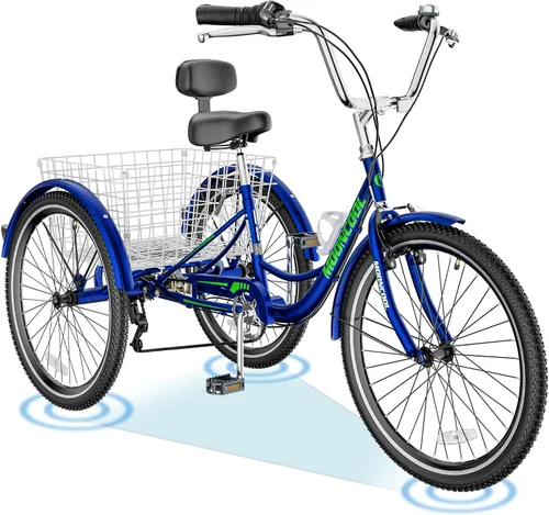 Miniatura 16 de ABORON Triciclo para adultos, bicicleta de 3 ruedas para adultos, triciclo para adultos, llantas de doble pared, triciclo para mujeres y hombres