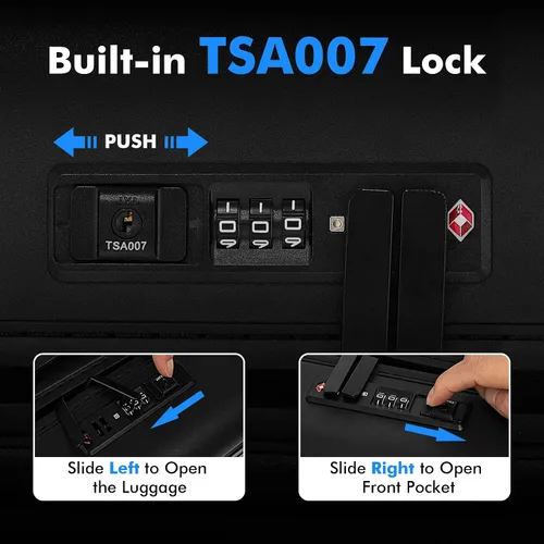 Miniatura 7 de S AFSTAR Safstar - Equipaje de 20 pulgadas, equipaje de mano de aluminio con bloqueo TSA, bolsillo frontal, mango de 4 niveles, puerto de carga USB