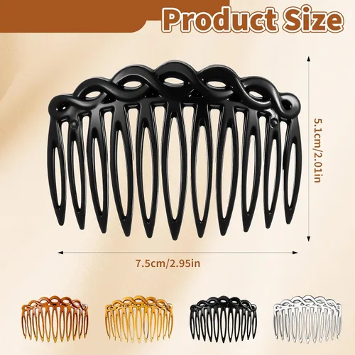 Miniatura 2 de Peinetas de pelo francés, 8 piezas, peines laterales para el cabello, peines decorativos para mujeres, juego de accesorios de plástico